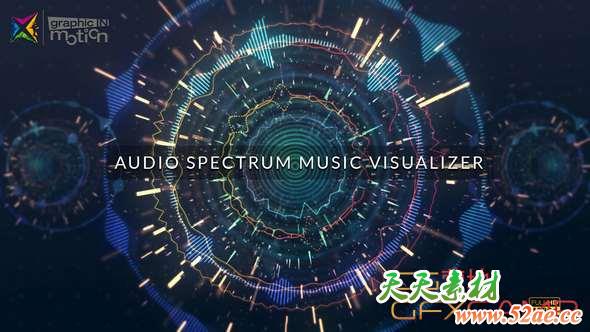 AE模板-音乐波形可视化动画 Audio Spectrum Music Visualizer-天天素材网