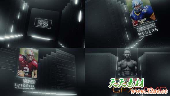 AE模板-空间感体育图片包装片头 Dark Room Sports Cinematic Titles-天天素材网