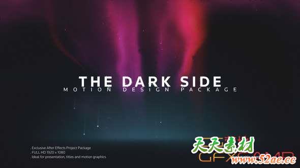 AE模板-大气黑暗文字标题片头 The Dark Side Titles-天天素材网