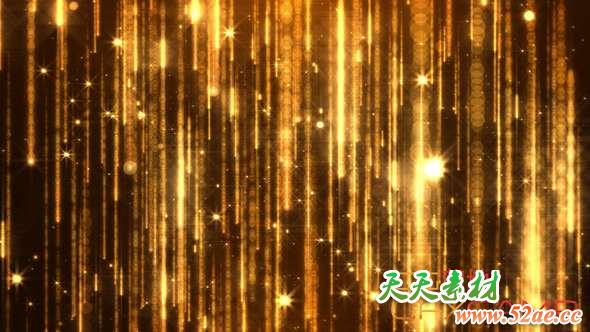 AE模板-金色粒子帘幕背景视频 Golden Particles-天天素材网