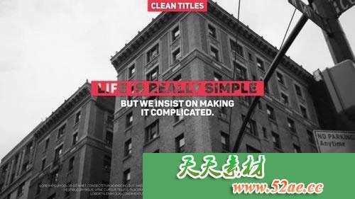 PR模板下载 简洁文字标题字幕动画视频模板Clean Titles-天天素材网