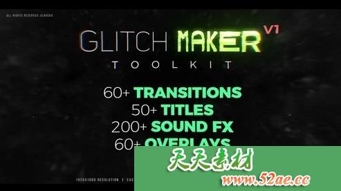PR模板下载 350+ 失真动画特效模板库 GlitchMaker工具包-天天素材网