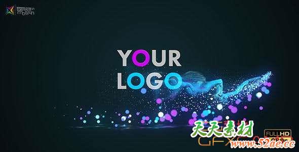 AE模板-发光粒子Logo动画 Glow Particles Logo-天天素材网