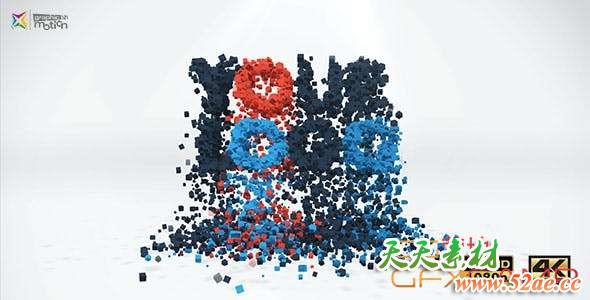 AE模板-三维粒子汇聚Logo动画 3D Particles Logo Build & Break-天天素材网