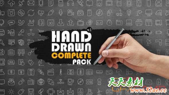 AE模板-手绘图标ICON动画 Hand Drawn Complete Pack-天天素材网