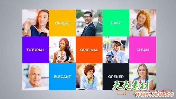 AE模板-照片翻转Logo动画 Photo Logo Reveal-天天素材网