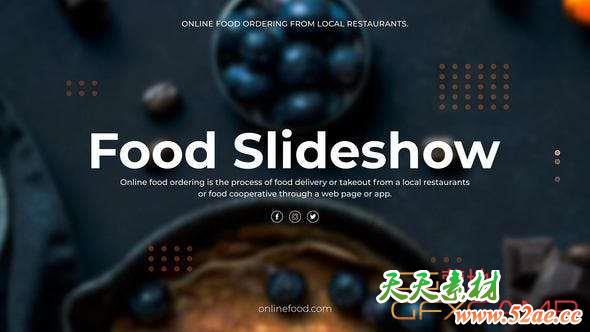 AE模板-美食菜单食物介绍片头 Food Slideshow-天天素材网