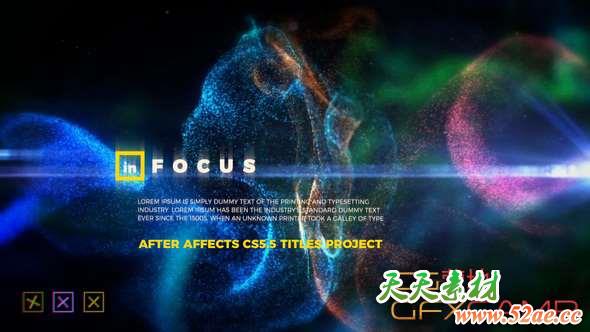 AE模板-抽象粒子流动背景文字标题宣传片 In Focus – Particle Titles-天天素材网
