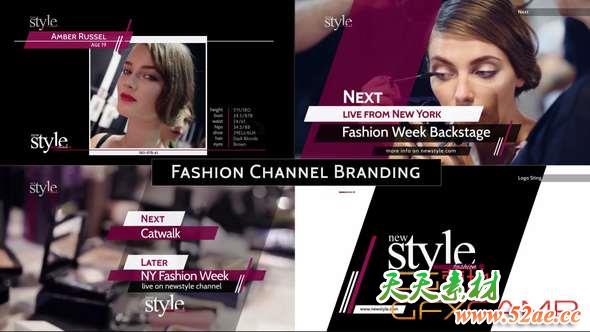 AE模板-时尚电视广告视频栏目包装 Broadcast Design – Fashion TV Channel Package-天天素材网