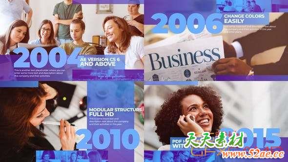 AE模板-商务时间线介绍片头 Corporate History Timeline-天天素材网