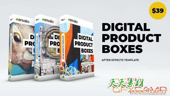 AE模板-商品盒子展示宣传动画 Digital Product Boxes-天天素材网