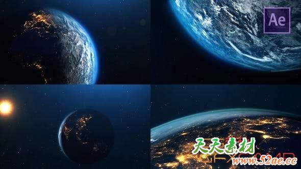 AE模板-地球俯冲聚焦动画 Planet Earth-天天素材网