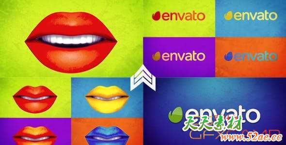AE模板-时尚嘴唇Logo动画 Warhol Lips Opener-天天素材网