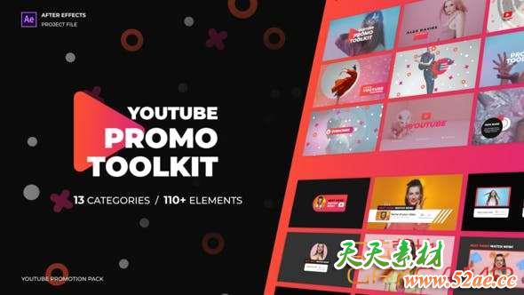 AE模板-时尚网络视频宣传包装元素包 Modern Youtube Promo Toolkit-天天素材网