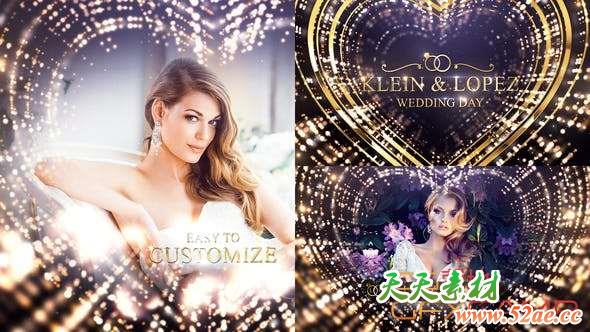 AE模板-大气爱心粒子婚礼照片相册片头 Wedding-天天素材网