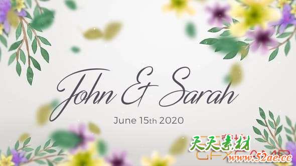 AE模板-清新自然婚礼相册照片开场 Wedding Slideshow Floral-天天素材网