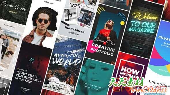 AE模板-INS网络视频宣传包装竖屏片头 Instagram Stories-天天素材网