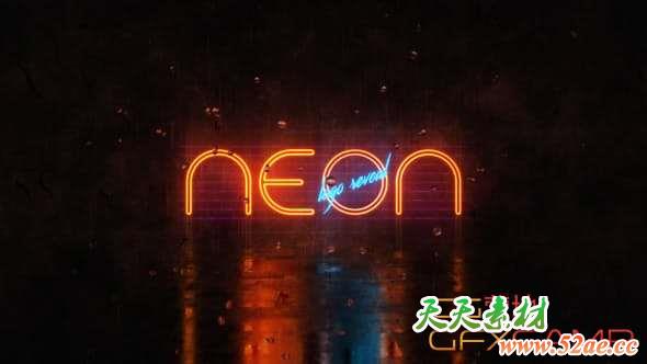 AE模板-动感霓虹灯Logo动画 Neon Logo Reveal-天天素材网