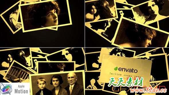 Apple Motion模板-复古图片相册Logo动画 Vintage Photos Logo-天天素材网