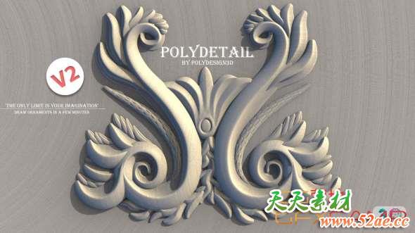3DS MAX装饰花纹雕刻插件 PolyDetail – Ornament Plugin for 3ds Max-天天素材网