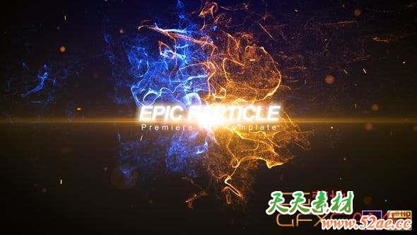 PR模板-拖尾粒子碰撞片头 Epic Particle Reveal – Premiere Pro-天天素材网
