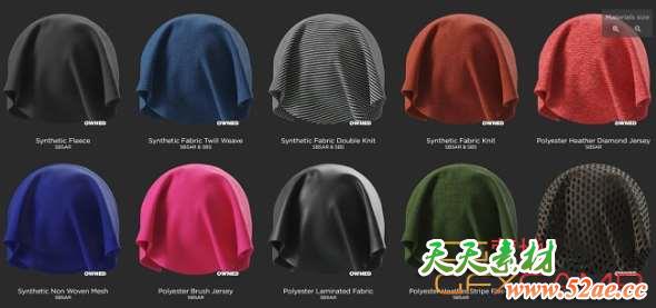 20个Substance Painter布料材质预设 New Fabrics-天天素材网