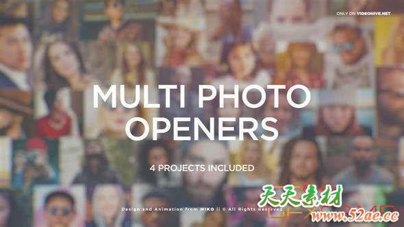 AE模板-照片墙汇聚Logo动画 Multi Photo Logo Openers-天天素材网