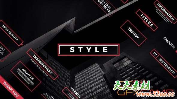 AE模板-时尚文字标题动画 Trendy Titles-天天素材网