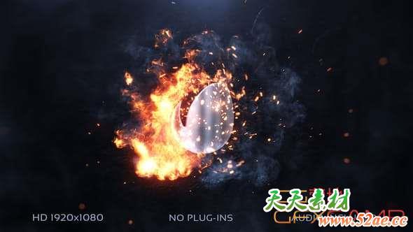 AE模板-旋转火焰Logo动画 Fireswirl Logo-天天素材网