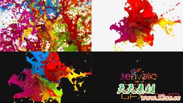 AE模板-液体油漆喷散汇聚Logo动画 Liquid Paint Splash Logo-天天素材网