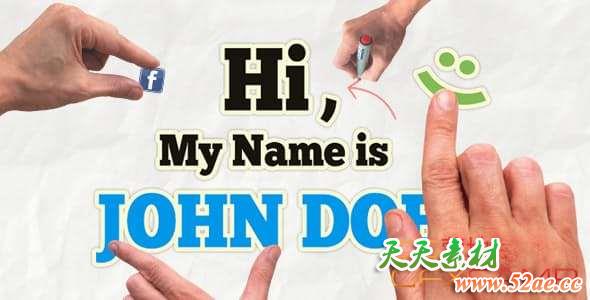 AE模板-手势解说动画片头 Simple Explainer-天天素材网