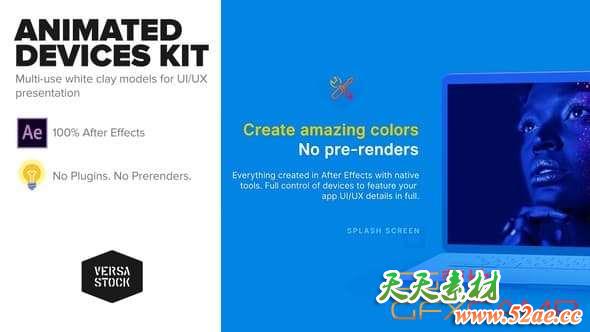 AE模板-手机平板电脑商品平面展示 Animated Devices Kit UI UX Promo-天天素材网