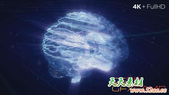 AE模板-科技感人工智能头脑Logo动画 Digital AI Brain Logo Reveal-天天素材网