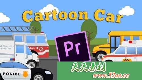 PR模板 卡通车迷你包动画视频片头模板 Cartoon Car Mini Pack-天天素材网