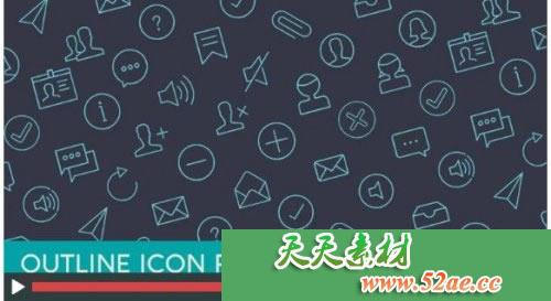 PR模板下载 网络图形图标设计开场视频模板Out Line Icon Pack-天天素材网