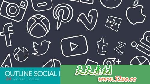 PR模板下载 Out Line社交图标包 Out Line Social Icon Pack-天天素材网