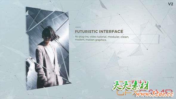 AE模板-科技感图片介绍片头 Futuristic Interface Presentation-天天素材网
