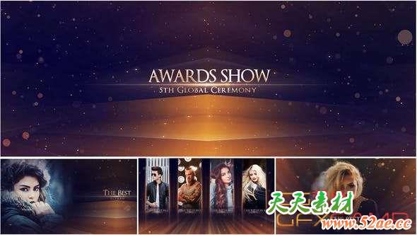 AE模板-大气颁奖典礼晚会包装片头 Awards Show-天天素材网