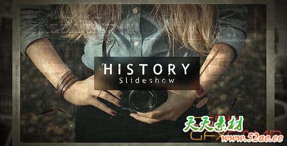 AE模板-陈旧复古历史照片相册片头 History Slideshow-天天素材网