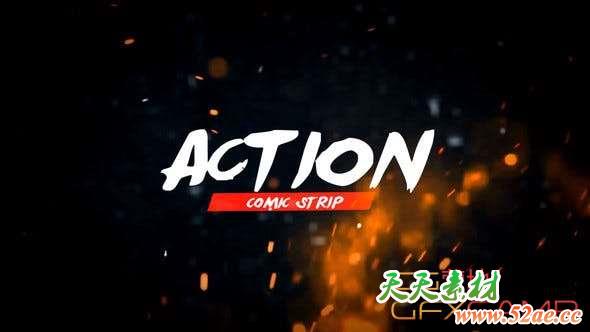 AE模板-大气漫画分镜风格宣传片头 Action Comic V2-天天素材网