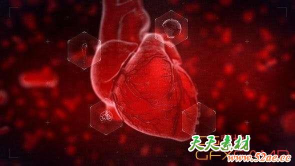 AE模板-生物科技感心脏跳动Logo动画 Heart Reveal-天天素材网