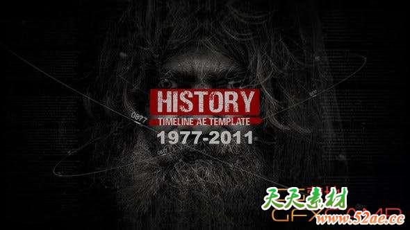 AE模板-复古历史时间线幻灯片开场 History Timeline Slideshow-天天素材网