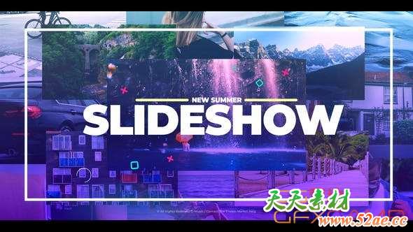 AE模板-时尚切割分屏幻灯片开场 Slideshow-天天素材网