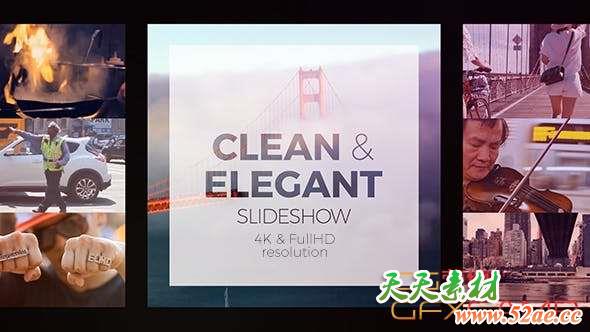 AE模板-简洁幻灯片视频开场 Clean Elegant Slideshow-天天素材网