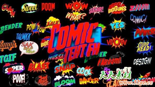AE模板-漫画卡通文字标题动画 Comic Text FX-天天素材网