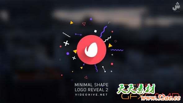 AE模板-简洁图形碰撞Logo动画 Minimal Shape Logo Reveal 2-天天素材网