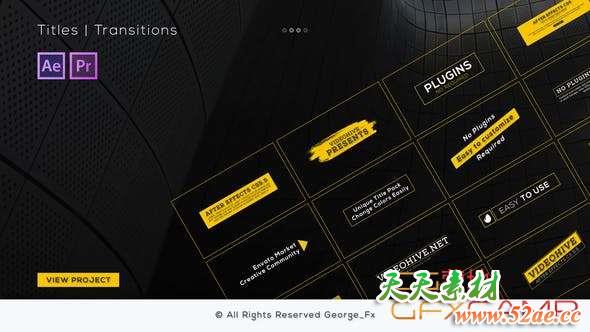 AE模板+PR预设-运动文字标题动画 Motion Elements Pack-天天素材网
