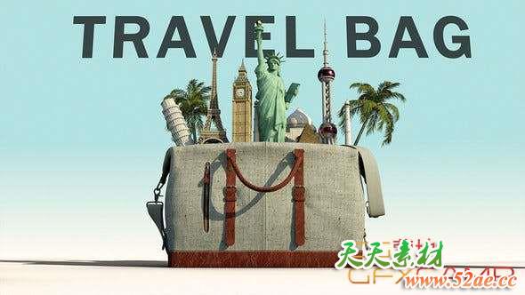 AE模板-旅行包景点地标动画 Travel Bag-天天素材网