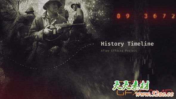AE模板-粉尘遮罩历史时间线照片开场 History Timeline III-天天素材网