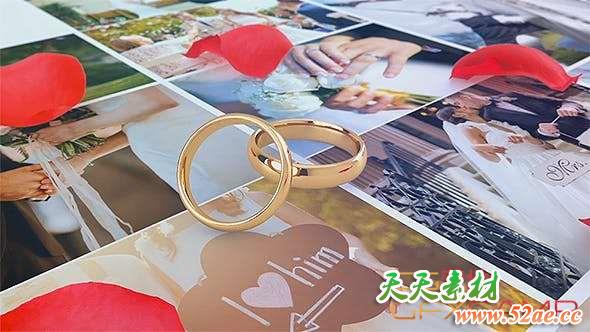 AE模板-玫瑰花瓣掉落戒指婚礼片头 Wedding Opener-天天素材网